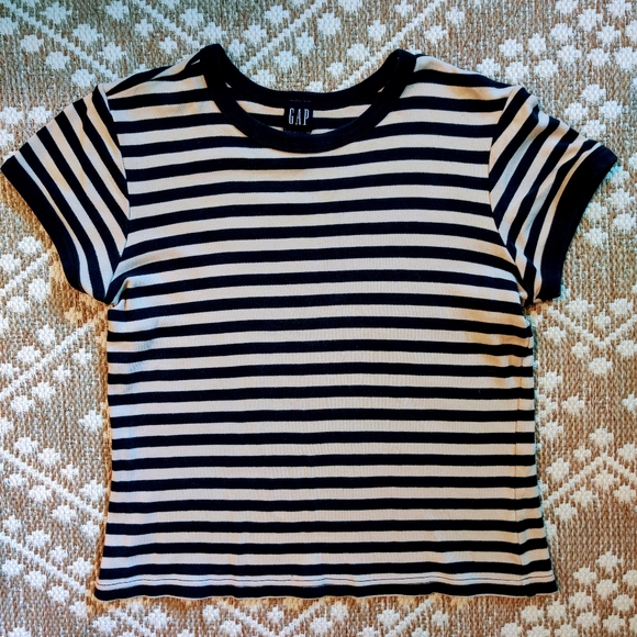 GAP Tops - Gap Basic Tee Striped Knit Crop Top
